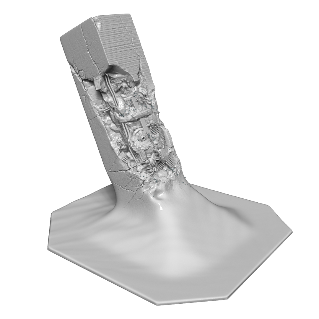 مدل سه بعدی - دکوری - گیم - بازی - فیلم - پرینت سه بعدی Damaged Block Concept 3D Model For 3D Print - Made By Ptm Art Center - Designer : Amir Rezaeyan - instagram : ptm_top - 3D Print Hand Made