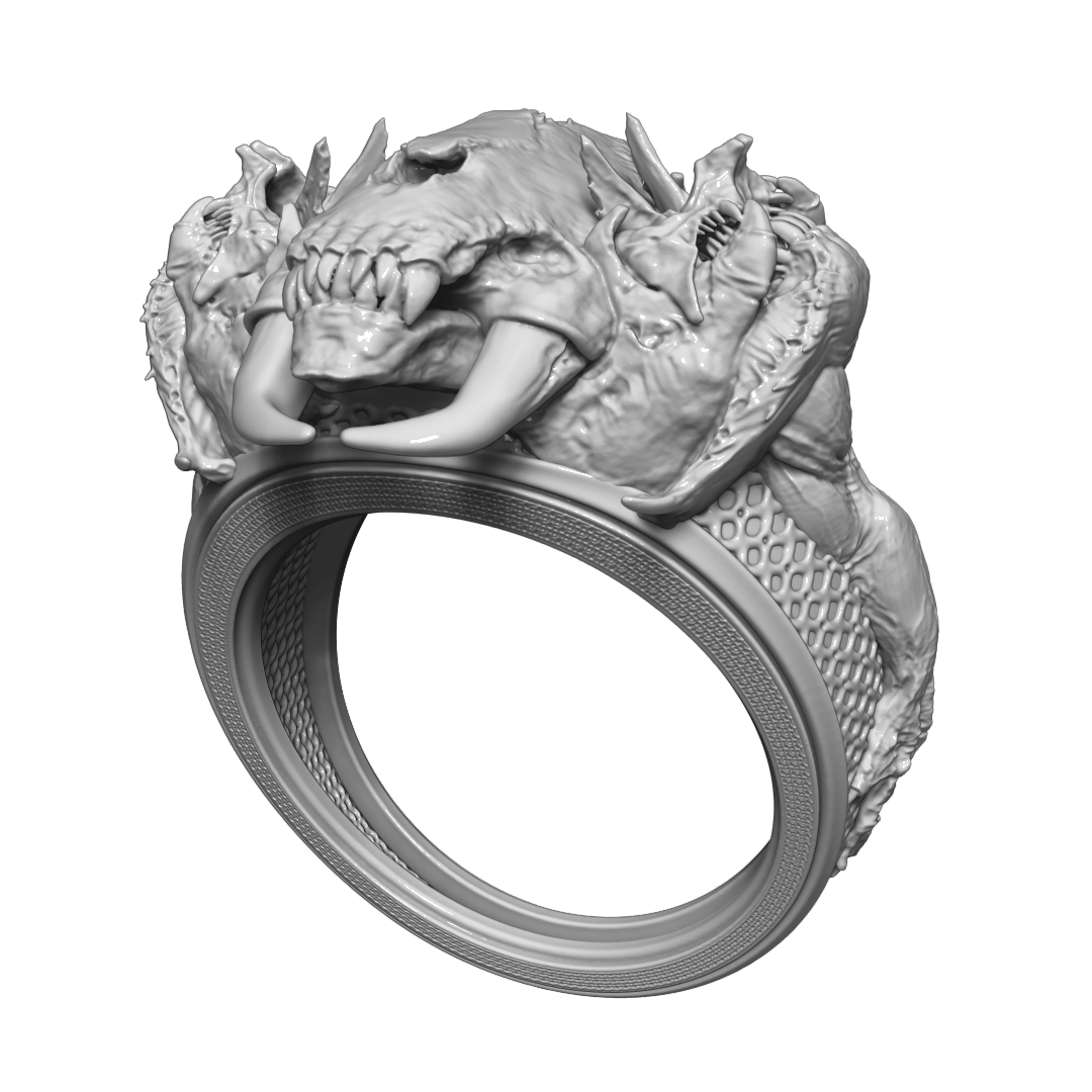 مدل سه بعدی - دکوری - گیم - بازی - فیلم - پرینت سه بعدی Creature Ring Concept 3D Model For 3D Print - Made By Ptm Art Center - Designer : Amir Rezaeyan - instagram : ptm_top - 3D Print Hand Made